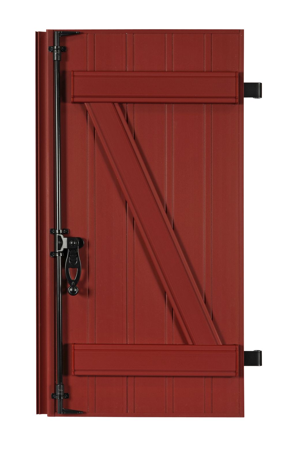 Vantail de volet battant PVC à barres et écharpe, coloris rouge basque