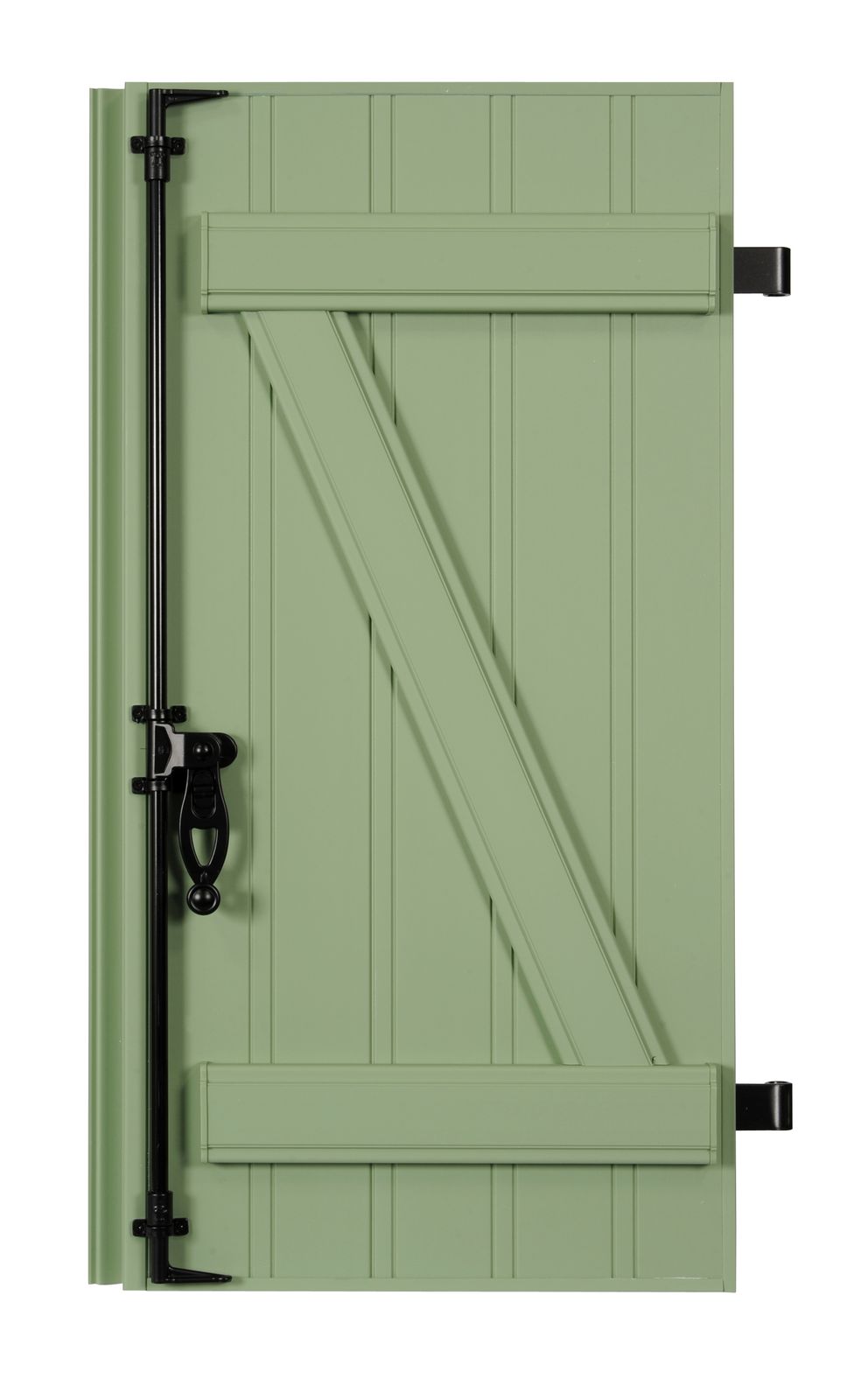 Vantail de volet battant PVC à barres et écharpe, coloris vert céladon