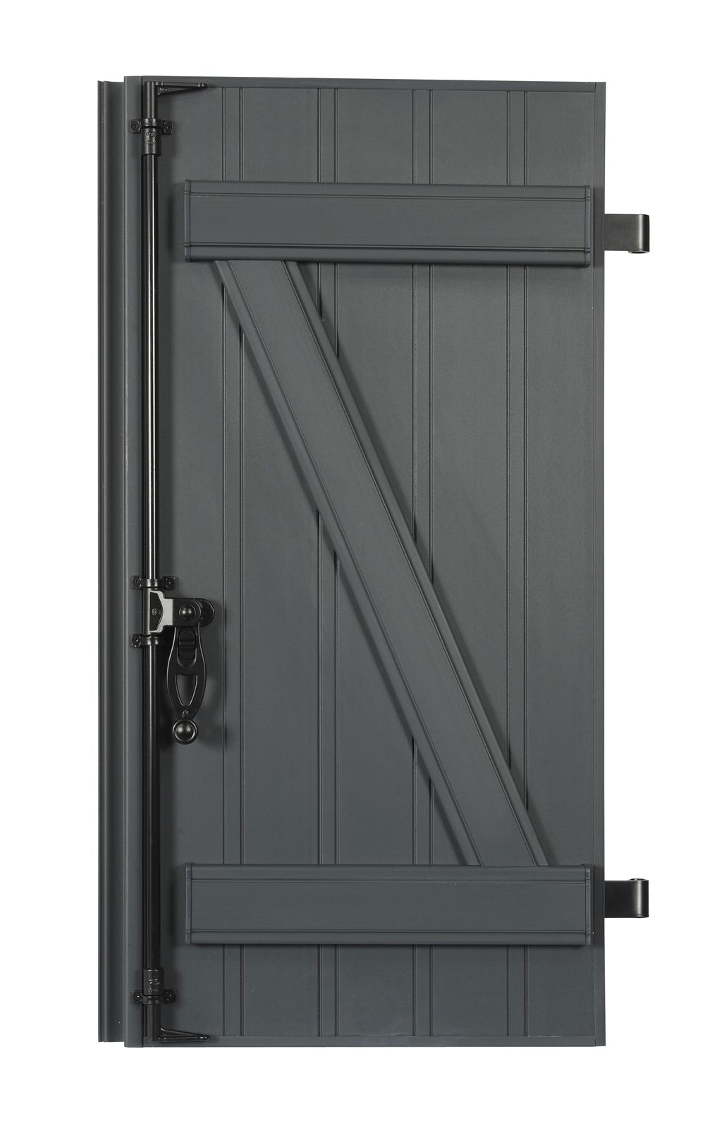 Vantail de volet battant PVC à barres et écharpe, coloris gris anthracite